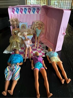 Mattel Barbie Ballerina Fold Out Blonde Hair Blue Eyes Fashion Dolls Lot Of 7